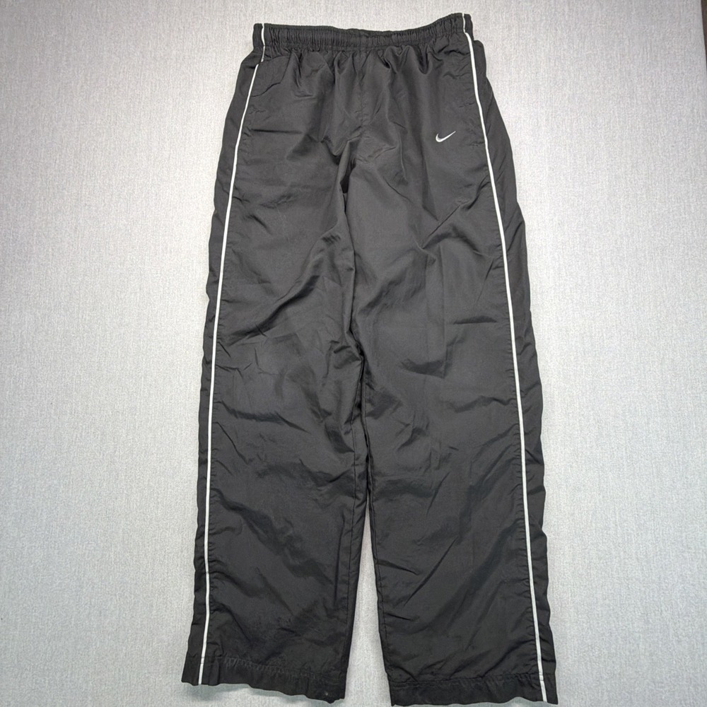 Vintage Nike Baggy Track Pants Mens M Black White Stripe Baggy Skate Y2K